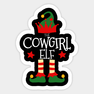 Cowgirl Elf Matching Family Group Christmas Party Pajamas Sticker